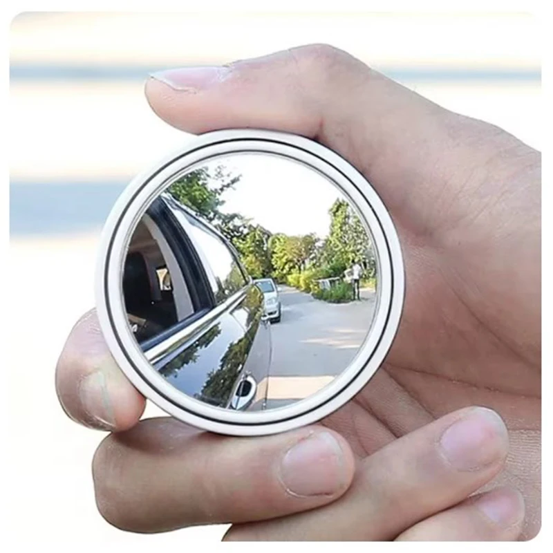 2Pcs Round Frame Convex Blind Spot Mirror Safety Driving Wide-angle 360 Degree Adjustable Clear Rearview Mirror Car Accessories