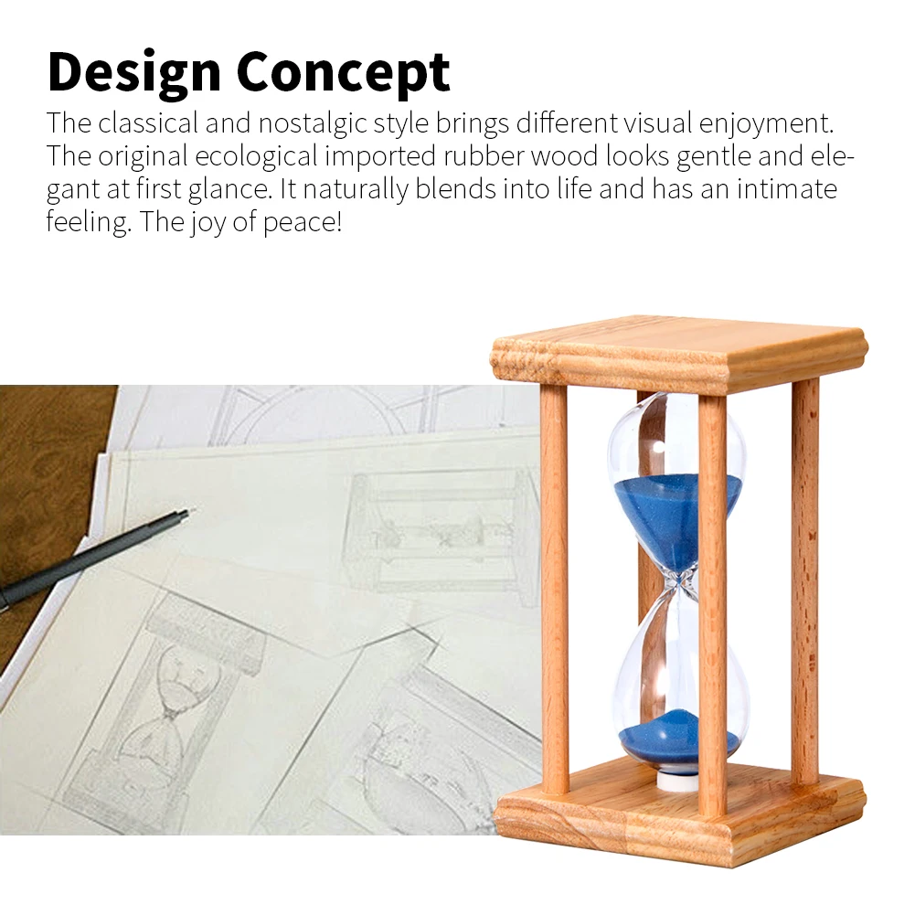 Wooden Four Pillar Hourglass Timer Creative Home Office Ornament 30 Minute Children'S Time Hourglass Desktop Ornament