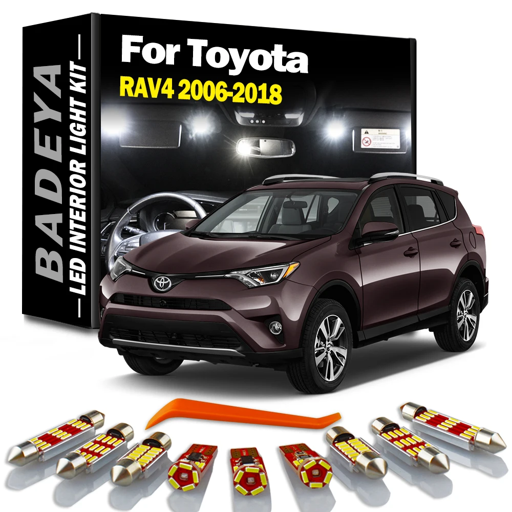 

10Pcs LED Interior Dome Reading Light Kit For Toyota RAV4 2006 2008 2010 - 2011 2012 2013 2014 2015 2016 2017 2018 Led Bulbs