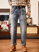 516XX-0001 Red Tornado Good Quality  Washed Slim Fitting Denim Pants 100% Cotton Heavy Thick Jean 14oz 2