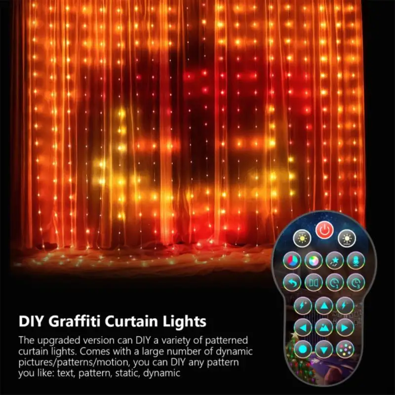 

LED Curtain Decorative Lights 400 Leds Point Control Leather Thread Lamp Fairy Bedroom String Home Christmas Decoration Lights