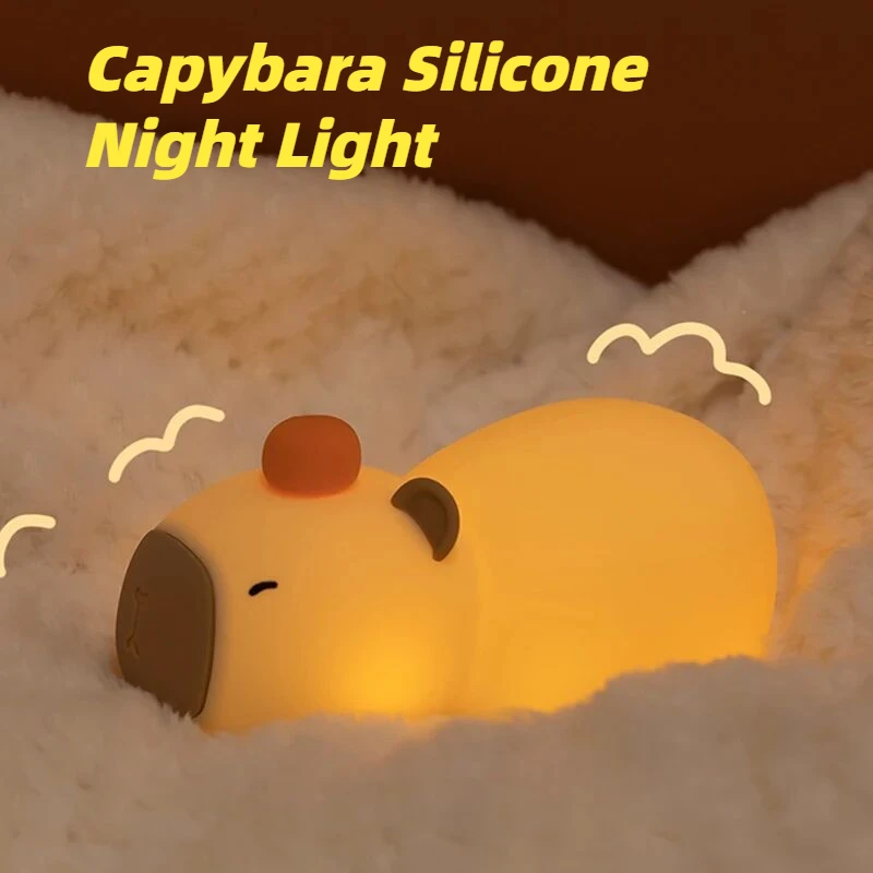 

Cute Capybara Night Light Silicone Animal Lamp Children Gifts USB Rechargeable Dimmable Sleeping Nightlights for Bedroom Decor