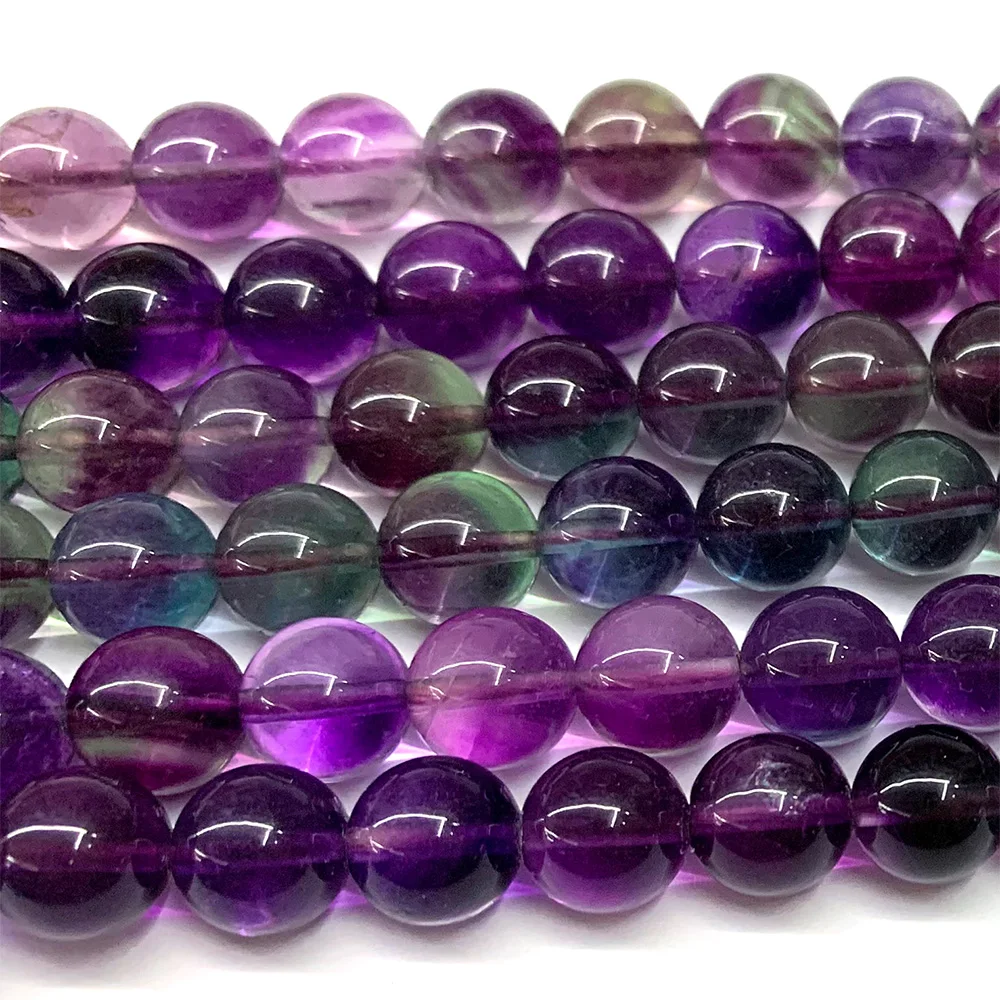 

Круглые бусины Veemake из натурального фиолетового флюорита для изготовления ювелирных изделий 07355