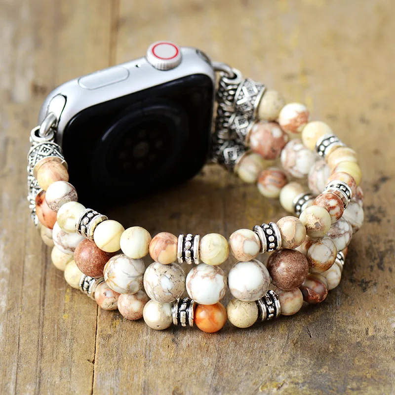 Gothic Jasper Stone Stretchable Smart Watch Bracelet
