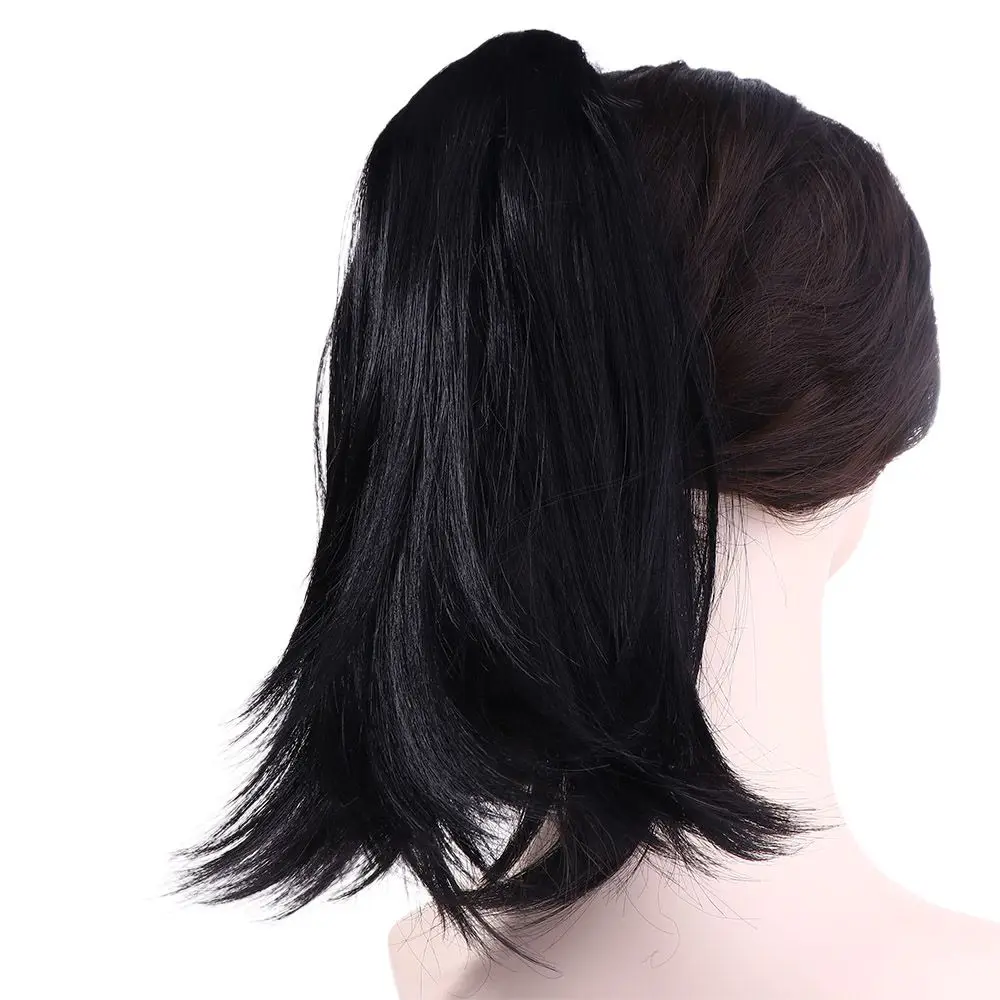 Description Picture 4 of itemFiber Women Invisible Synthetic Girls Fluffy Short Straight Ponytail Pony Tail Hairpiece Claw Clip Ponytail Hair Extension