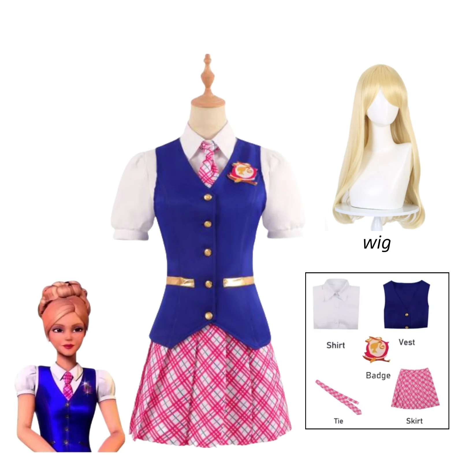 open lace back dress Girls Pink Barbie Costume
