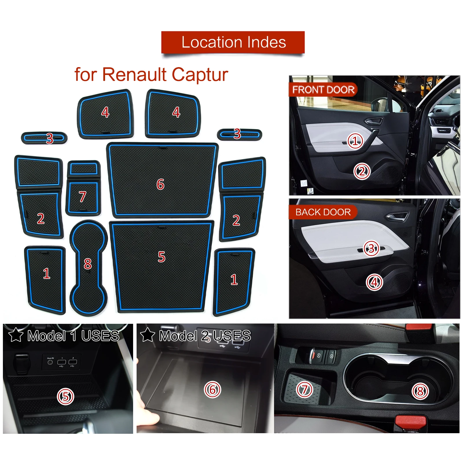 Zunduo Gate Slot Cup Matte für Renault Captur Innen zubehör Anti-Rutsch-Tür  nut Pad rutsch feste Gummi untersetzer - AliExpress