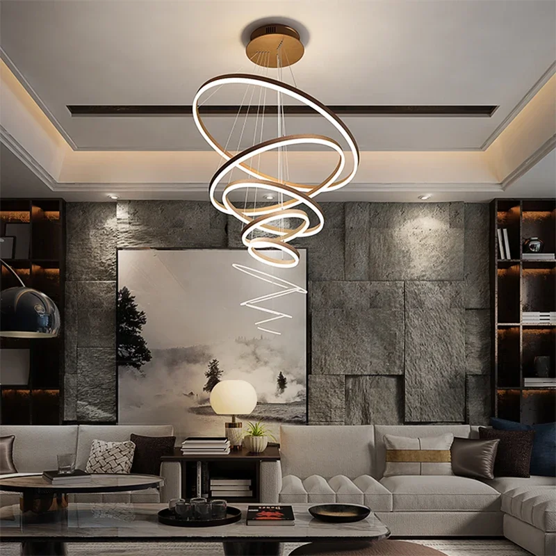 5 Round Ring Led Ceiling Chandeliers for Living Dining Room Staircase Hanging Lamp Home Decore Pendant Lighting Fixtures led chandelier,ceiling chandelier,art lighting fixtures