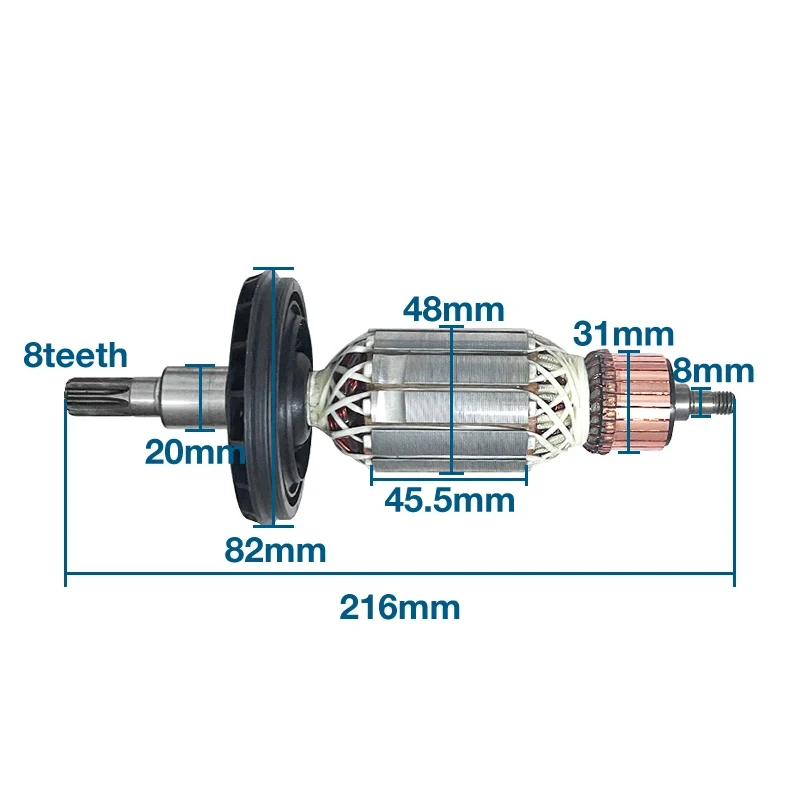 Electric Hammer Rotor for BOSCH GBH8-45DV GSH9VC8 Tooth  High Quality Rotor AC220-240V