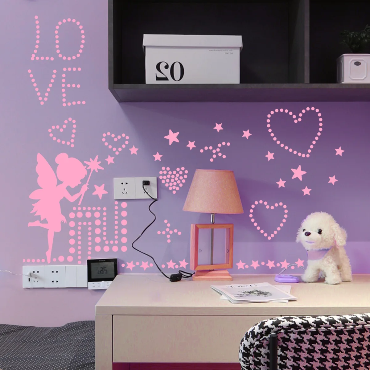 

Elf Pattern Glow-In-The-Dark Wall Sticker Fairy And Stars Pattern Wall Decal Background Wall Decoration And Beautification