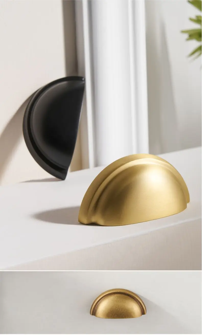 Description Picture 6 of itemDooroom Brass Furniture Handles Matt Brushed Nickel Yellow Bronze Cup Handle Cupboard Wardrobe Dresser Shoe Box Drawer Bin Pulls