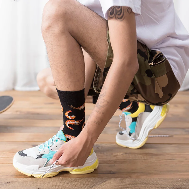 5 Pairs Funny Socks Cotton Women Men Male Ladies Creative Fish Socks Happy Printed Streetwear Novelty Japanese Harajuku Hosiery