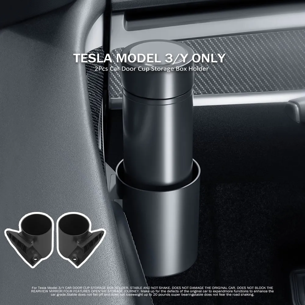 

2PCS Car Door Cup Holder For Tesla Model Y 3 Storage Cup Holder Storage Supplies Cup Holder Interior Accessories 2021 2022 2023