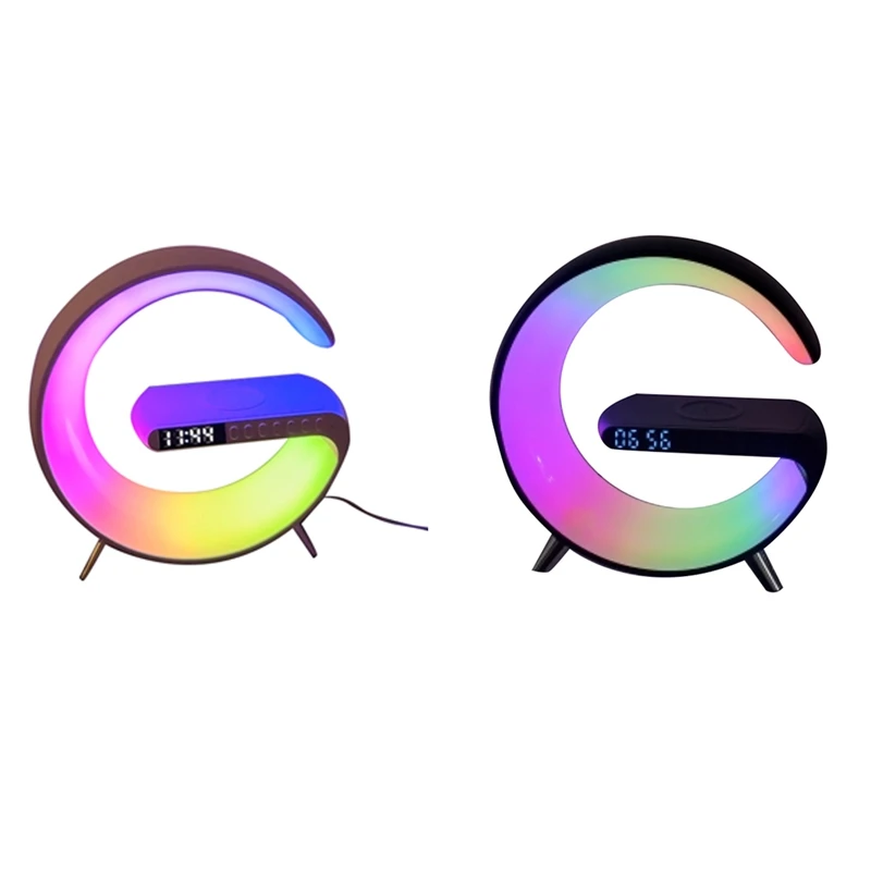 

Multifunctional Wireless Charger RGB Night Light Alarm Clock Speaker Night Light Charging Station US Plug