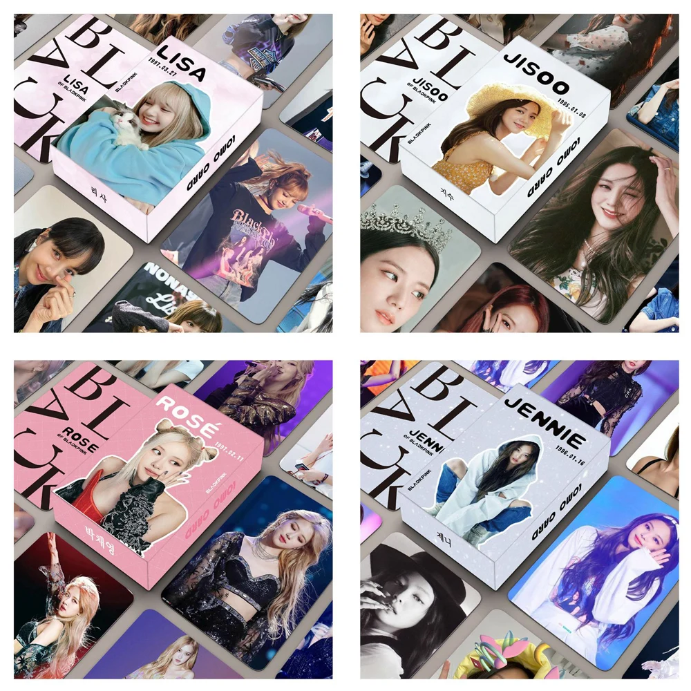 New 55 pieces/set Kpop black and pink photo album postcards JISOO JENNIE LISA ROSE collectible LOMO card set fan collectible