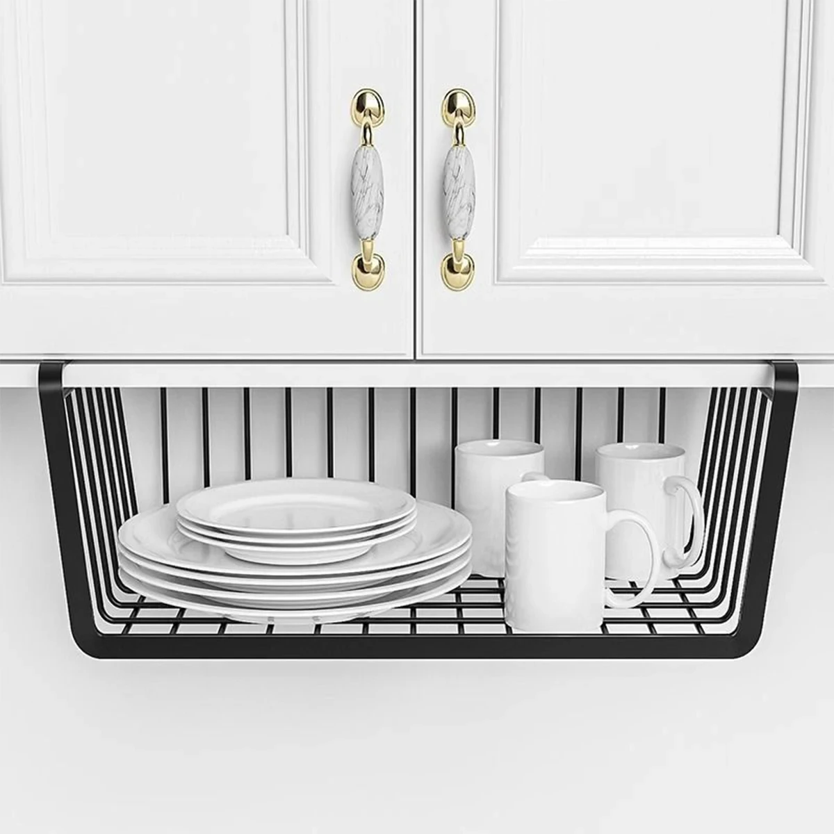 1pc Hanging Net Basket Iron Material Large Capacity Hanging Under Cabinet Wall Wardrobe Storage Basket Kitchen Tools 4
