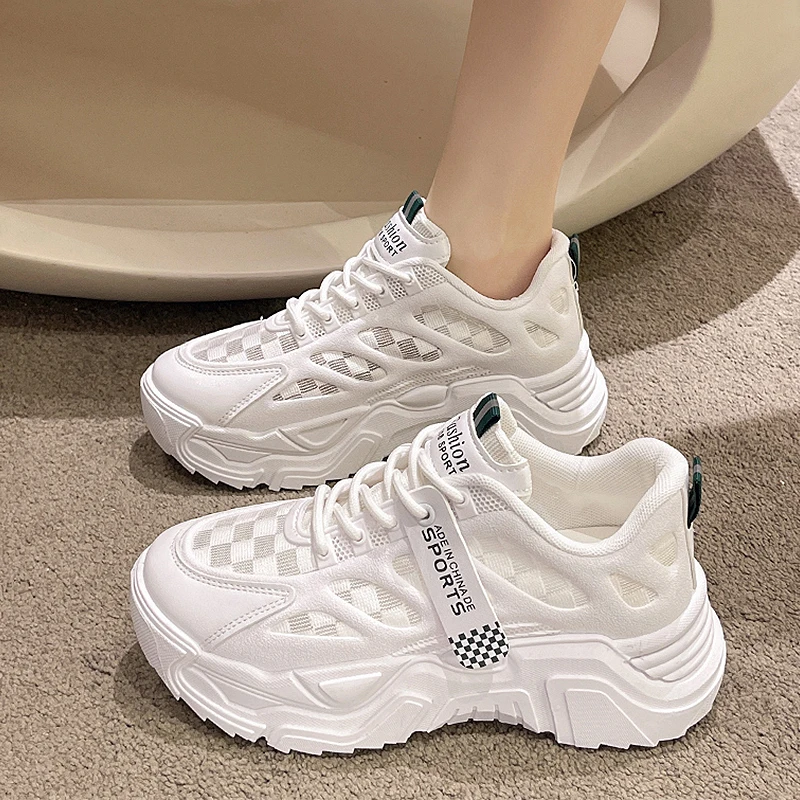 Raad eens Cumulatief Kan niet Rooster Vrouwelijke Witte Schoenen Voor Vrouwen Elegante Platform Ademend  Mesh Lace Up Ontworpen Vrouwen Zomer Sneakers Fashion Chunky schoenen| | -  AliExpress