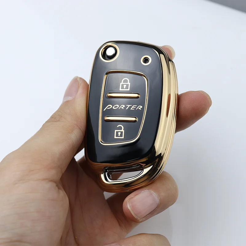 

2 3 Bottons Tpu Car Key Fob Case Cover Keychain for Hyundai Porter Car Accessories Flip Folding Car Key Control Holder