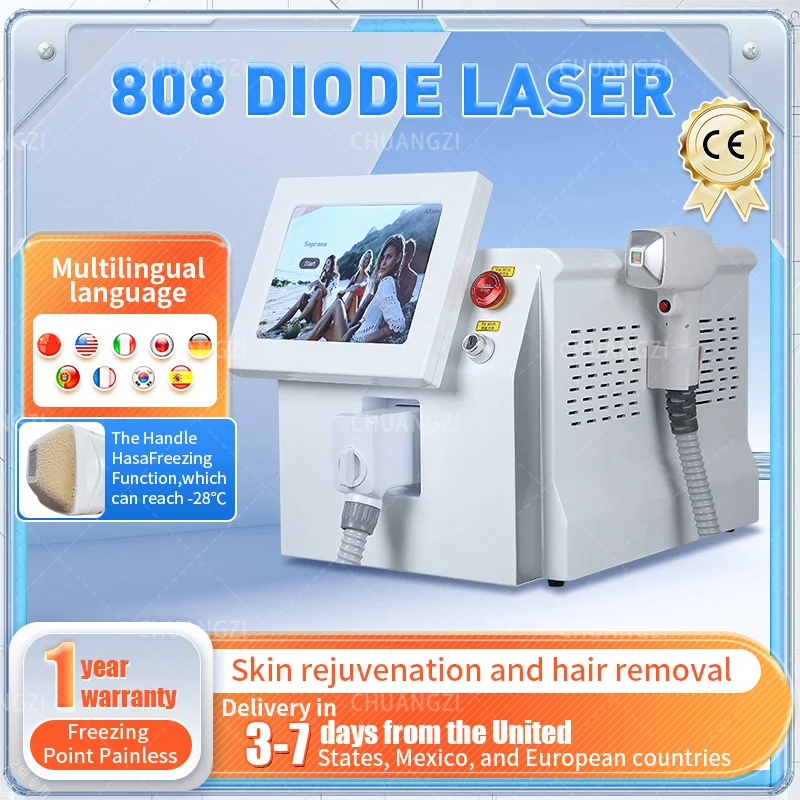 

Depilation 808nm 755 1064 Diode Laser Hair Removal Machine Permanent Removal Cooling Head Painless Laser Epilator For Salon