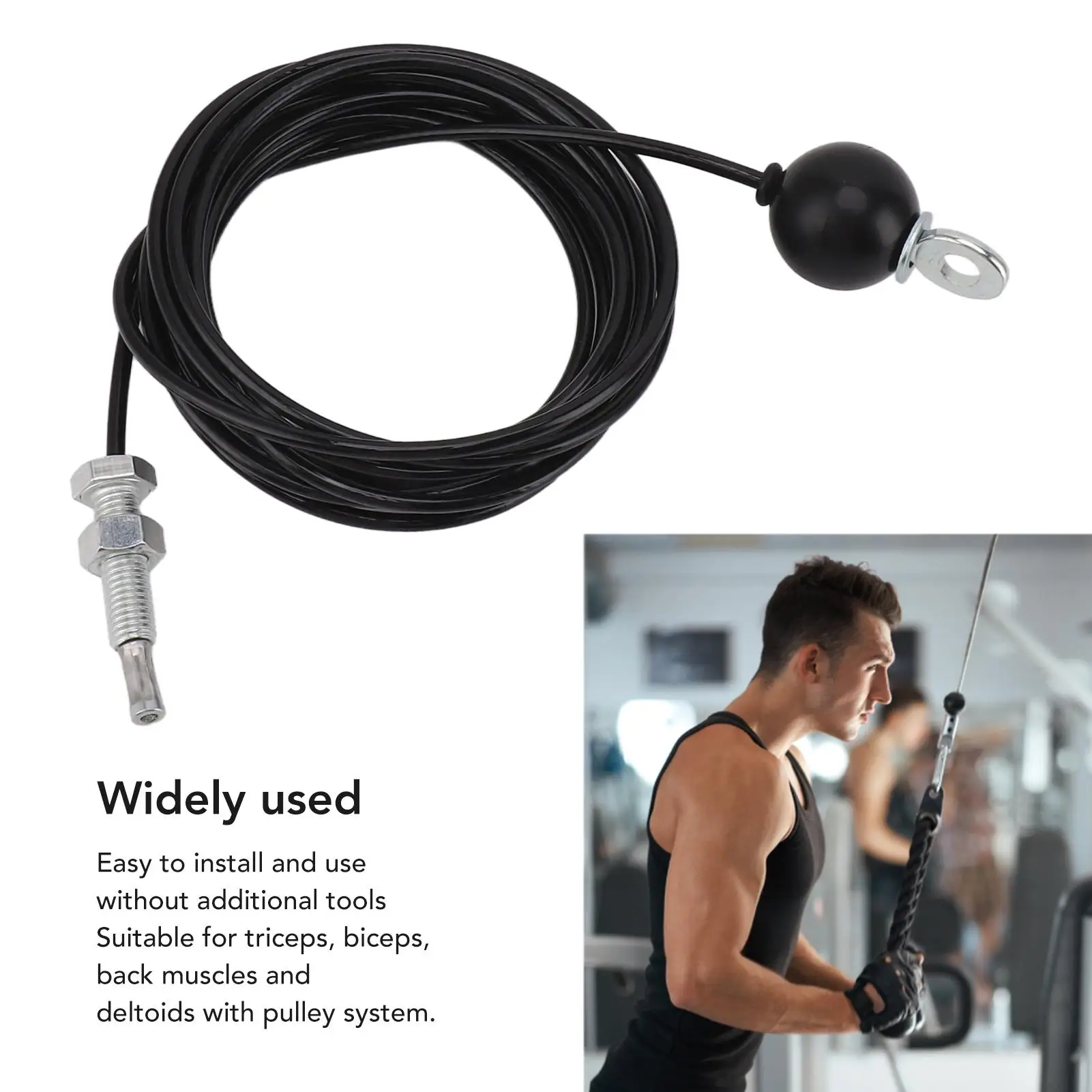 Adjustable Coated Fitness Pulley System Cable Black Steel Wire Rope for gym