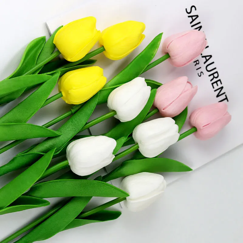 

9Pcs/set Tulip Flowers Artificial Tulip Bouquet PE Foam Fake Flower Wedding Ceremony Home Decor Nordic Garden Bouquet Decoration