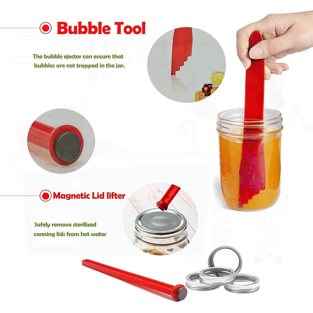 LMETJMA Canning Supplies Canning Kit Essential Canning Tools Set Included Canning Jar Lifter Canning Funnel Bubble Popper 6