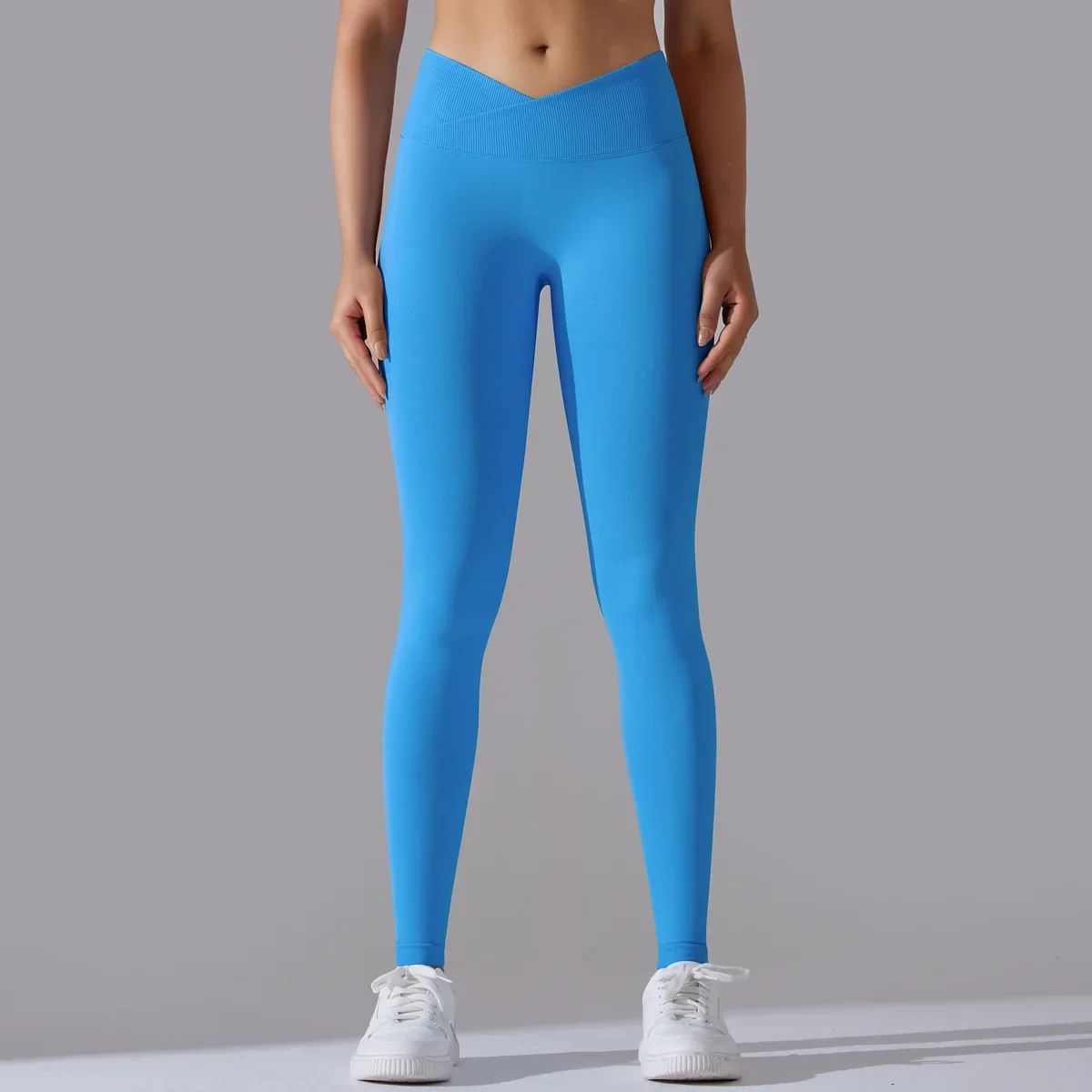 V Cross Waist Fitness Seamless Pants Women Nude Feeling Buttock Lifting Yoga Quick Dry Push-Up Tights Sweatpants Gym Leggings
