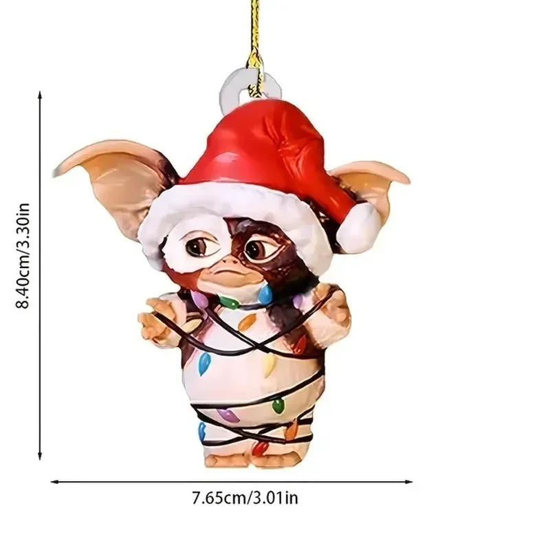 Christmas Decorations 1pc 2D Acrylic Gremlins Christmas Tree Ornament Interior Rearview Mirror Pendant Bag Key Chain