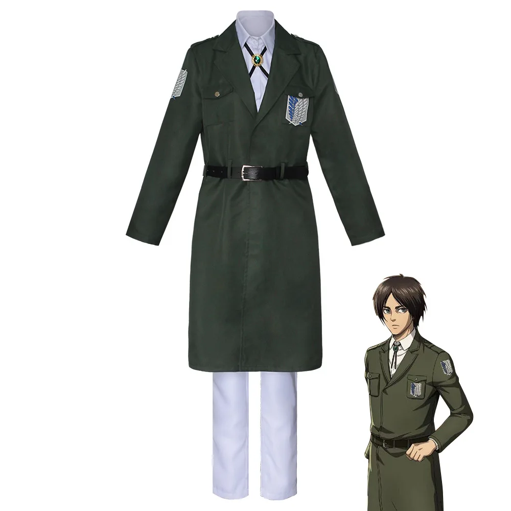 

Giant Cosplay Costume Shingek No Kyojin Scouting Legion Soldier Coat Trench Jacket Uniform Men Halloween Outfit