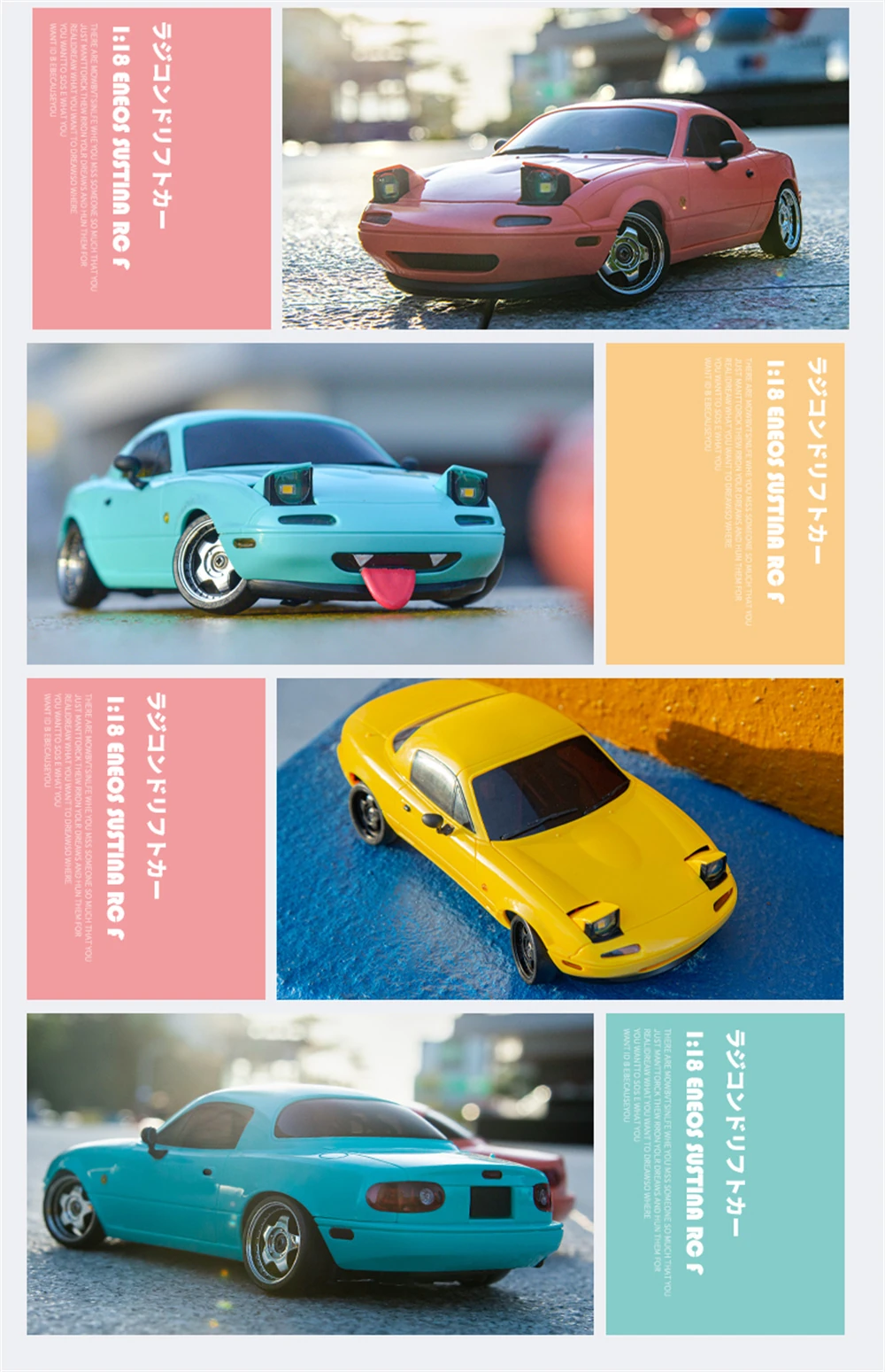 LDRC 1804 RTR 1/18 2.4G RWD RC Car Drift for Mazda MX-5 Gyro LED Light On-Road Full Proportional Alloy Body Shell Racing Vehicles Models Toys