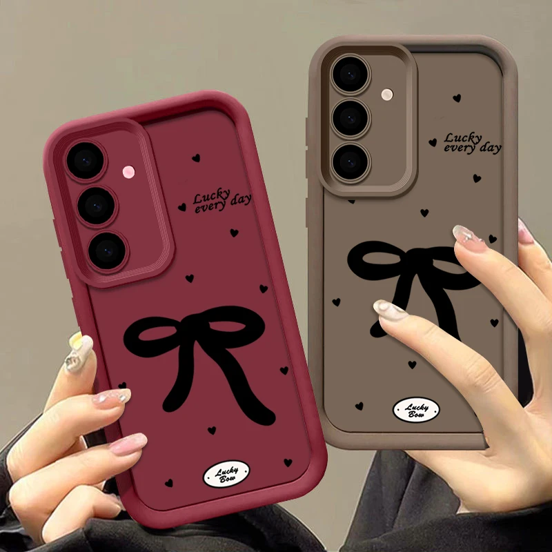 Elegant Black Bow Soft Phone Case - Sleek and Stylish Design