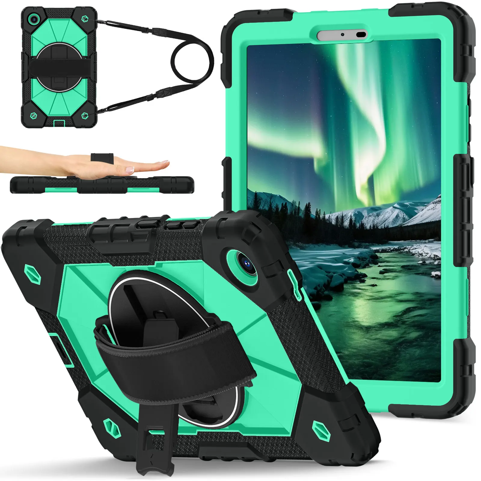 Heavy Duty Rugged Protective Silicone Tablet Case with Strap