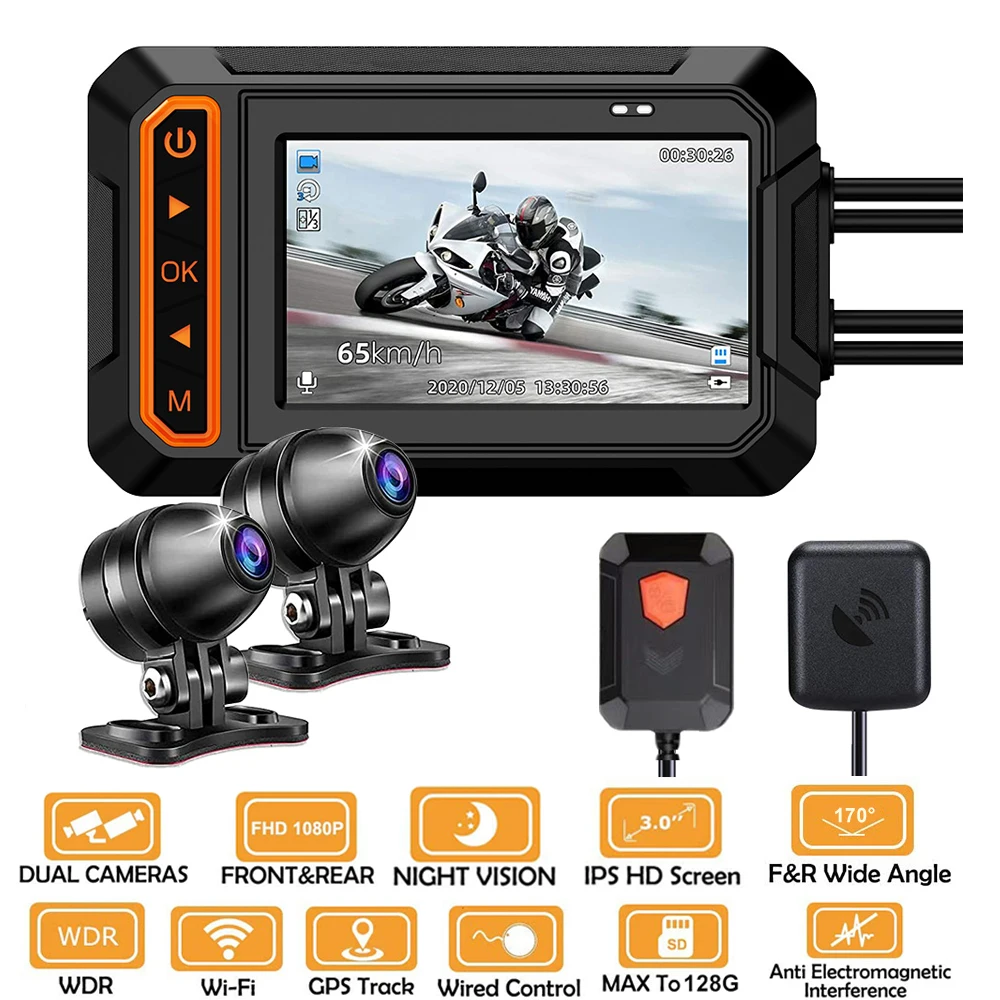 Tanio Wodoodporna kamera motocyklowa z WiFi i GPS 1080P HD widok z