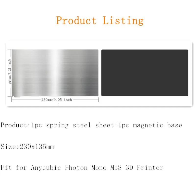 ENERGETIC 수지 유연한 자기 빌드 플레이트 Anycubic Photon Mono M5S 3D 프린터 용 230x135mm 스프링 강판