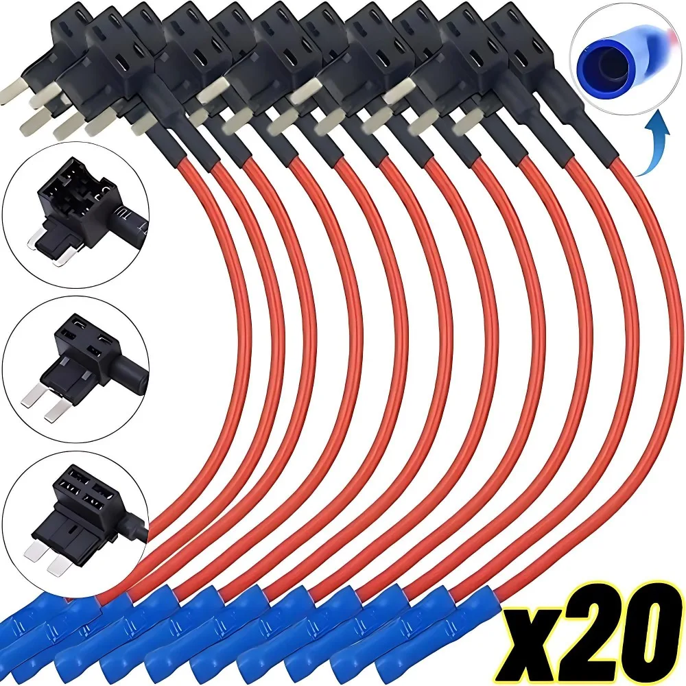 20/5pcs Car Fuse Holder Add-a-circuit MINI SMALL MEDIUM TAP Adapter Micro Mini Standard Blade Car Fuse with Holder Adapter 32V