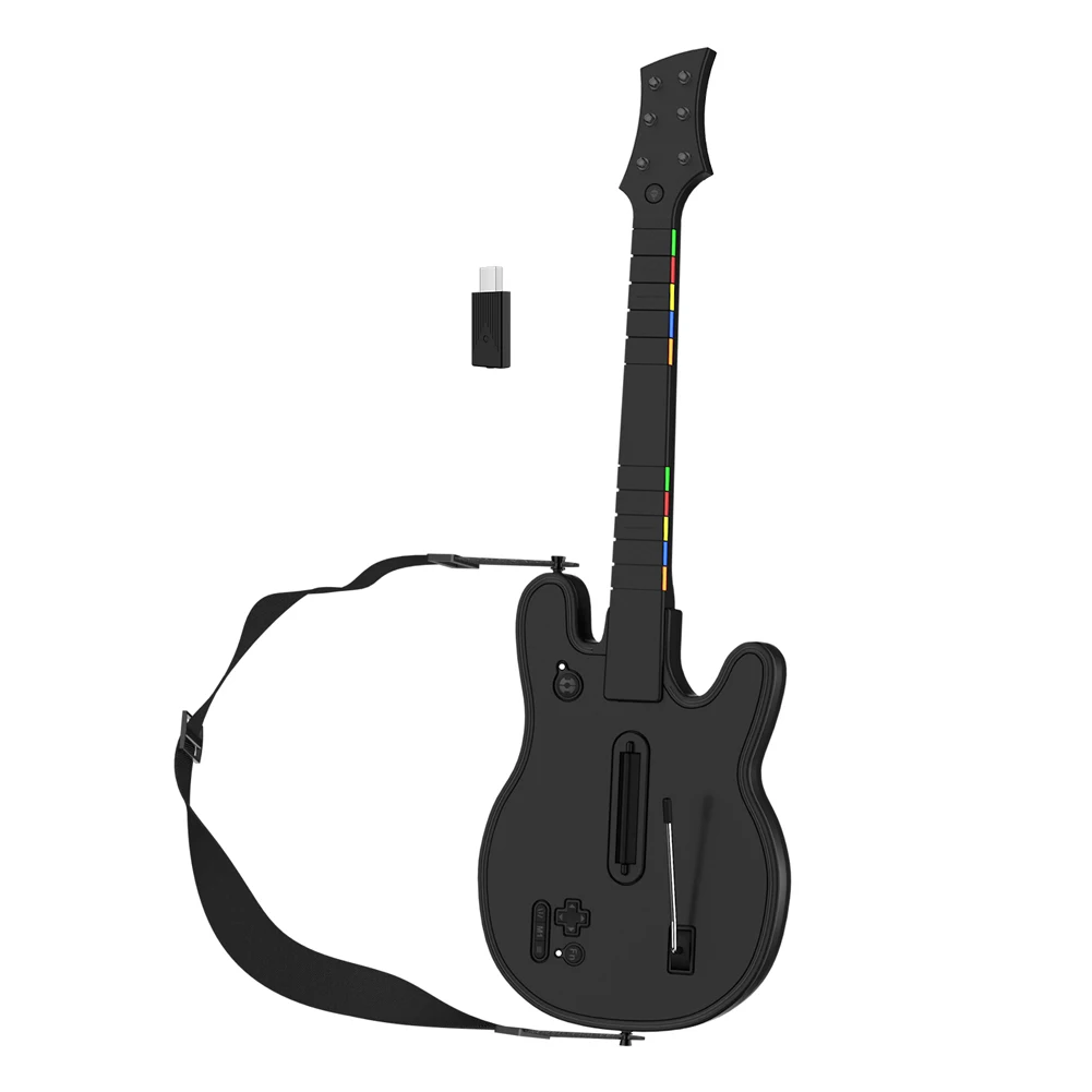 Wireless Guitar Controller 2.4G Guitar Handle with Strap & Wireless Dongle PC Controller for PS4 PS3 PC Hero Clone Hero