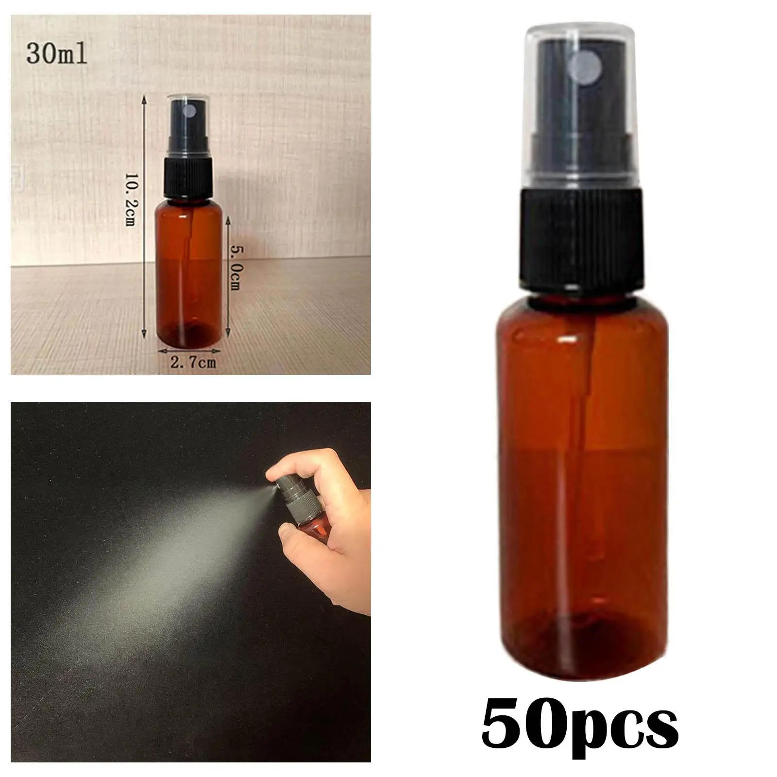 50 Pieces Spray Bottle Liquid Container Portable Lightweight Refillable 30ml