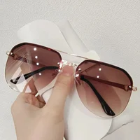 Nouvelle mode métal demi-monture femmes lunettes de soleil en plein air classique Double faisceau lunettes 2
