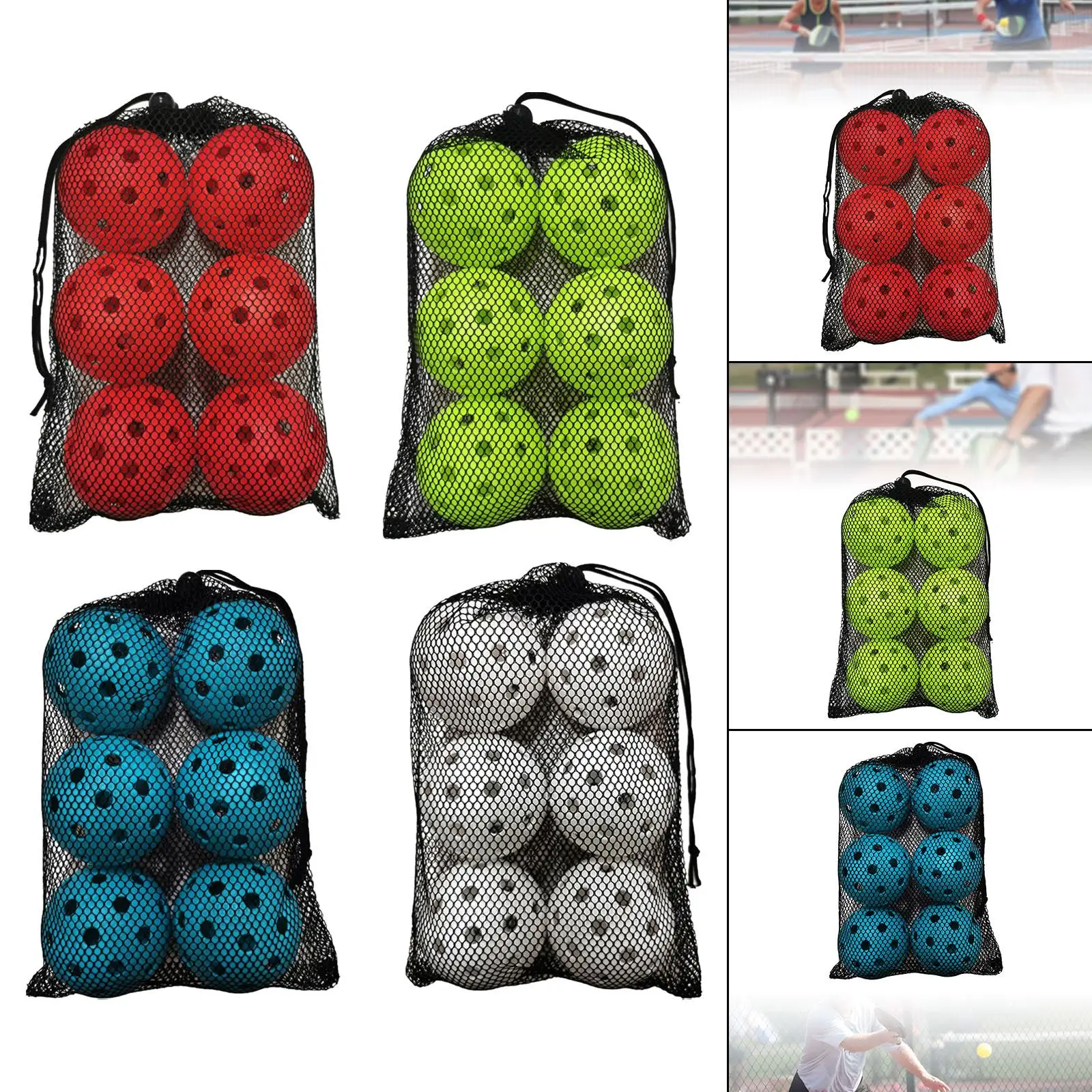 6x Pickleball Balls Durable 40 Holes Pickle Balls for Outdoor Courts Practice
