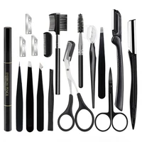 2-17 PCS Eyebrow Trimmer Set Eyebrow Razor Scraping Eyebrow Comb Razor Eyebrow Clip Scissors Tweezers Makeup Tools Sets 1
