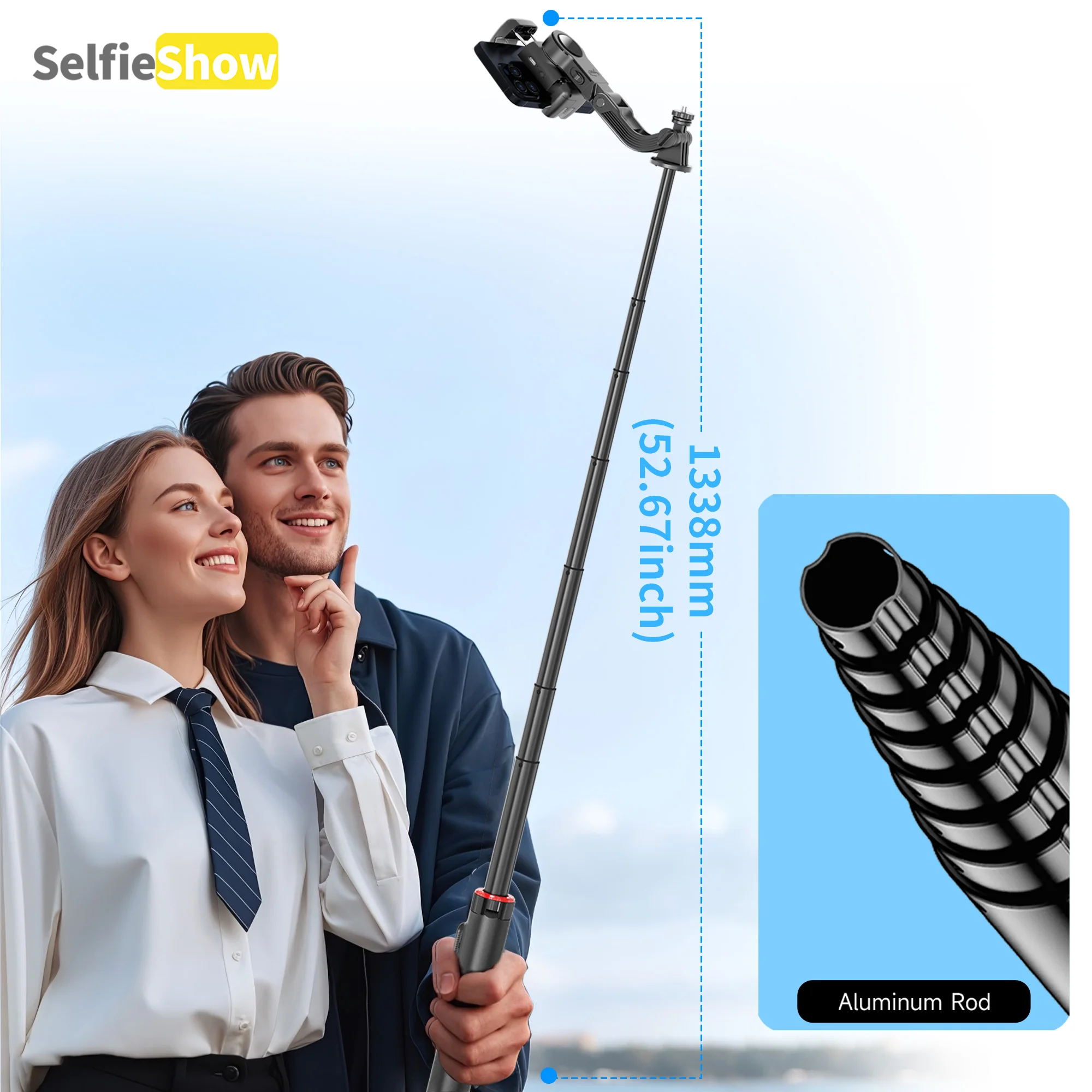 Selfieshow Handheld Gimbal 360&deg; Ai Face Tracking Shoot Desktop Stabilizer Tripod Selfie Stick Wireless Remote for Smartphoes