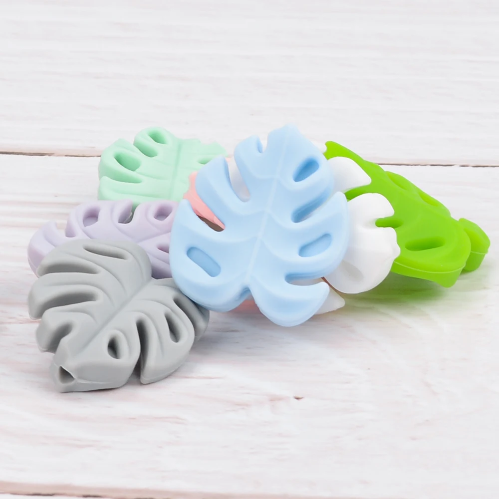 LOFCA 30 Stück Monstera Deliciosa Blätter Silikonperlen BPA-frei Schlüsselanhänger Silikonperlen DIY Schlüsselanhänger Perlenschmuck Zubehör – Detail 14