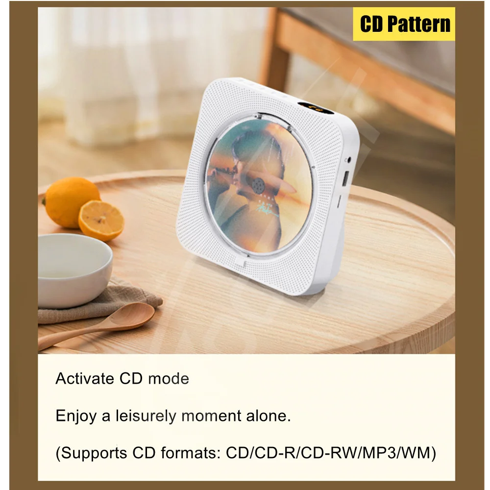 Woopker CD Player Portable Bluetooth Stereo HiFi Sound Speaker Support Remote Control FM Radio LED Screen AUX TF CD Music Player
