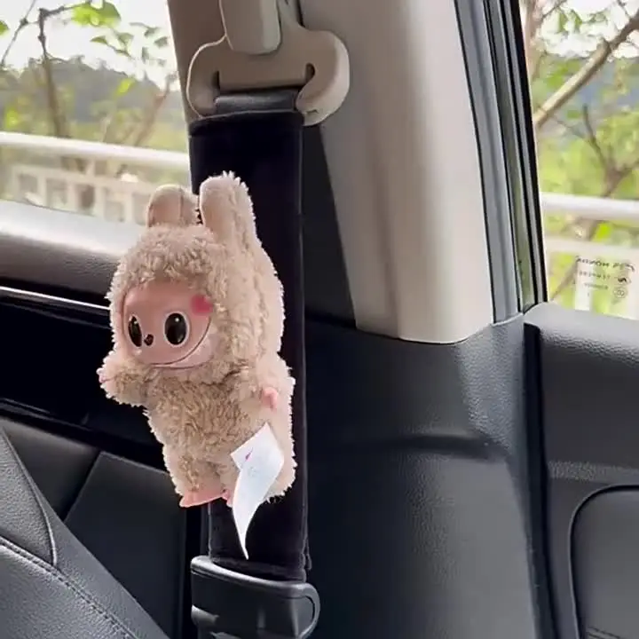 Симпатичное украшение автомобиля в виде куклы Labubu чехол на подушку с плечевым