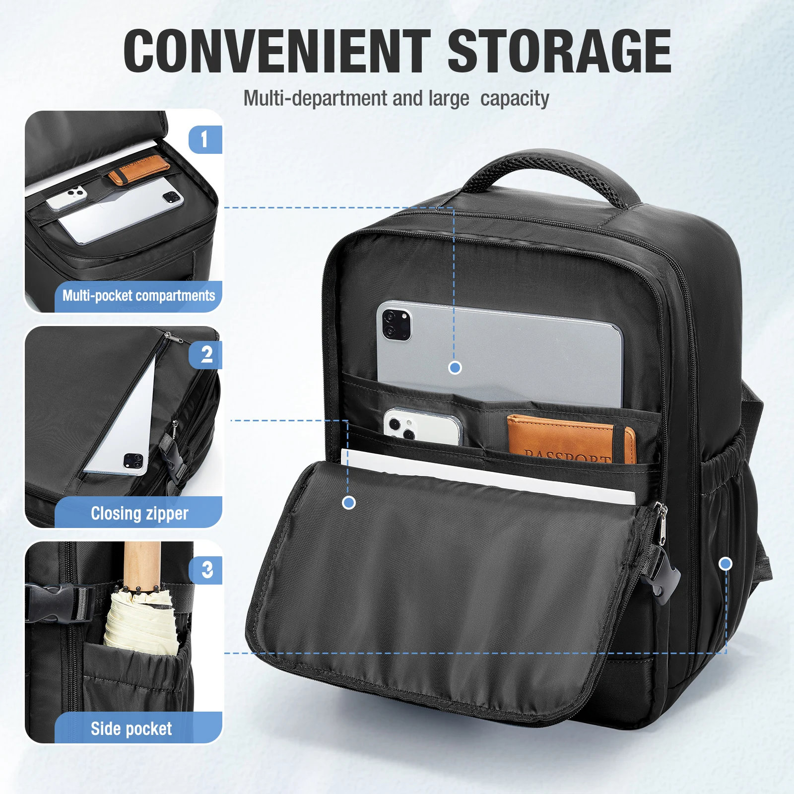 Travel Luggage Travel Backpack 40x30x20, Airline Carry-On Bag Backpack Ryanair 40x30x20 Ideal for Short Trip, Business Commuting