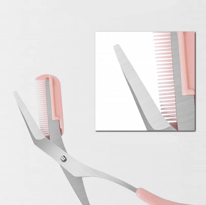 Stainless Steel Eyebrow Trimmer Scissors Comb Brow Hair Scissors Clips Shaping Razor Grooming Trimmer Makeup Accessories 1Pc eyebrow scissors stainless steel scissors beauty scissors