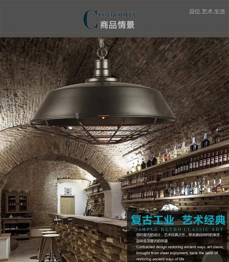 Description Picture 2 of itemHot loft retro industrial style iron chandelier American country restaurant cafe bar personalized creative pot lid chandelier