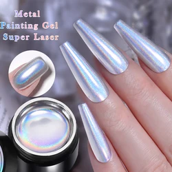 BORN PRETTY Super Laser Metallic Gel Nail Polish - Silver Mirror Glitter Chrome Effect (Super Metal)