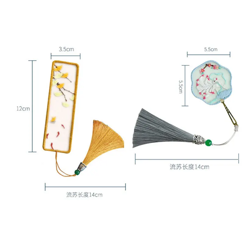 Description Picture 6 of itemEmbroidered Bookmark Material Package DIY Embroidery Starter Kit With Flowers Plant Pattern Color Threads Handmade Bookmark Kit