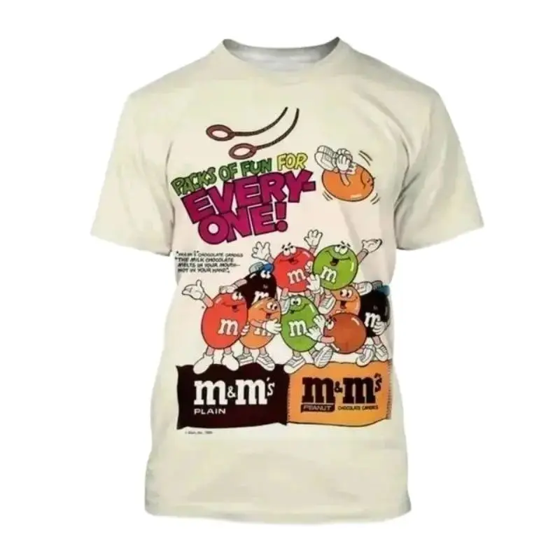 Summer Men Fun Fun Cute M Chocolate Bean Cartoon T-Shirt Fashion 3d Printed O Collar Short Sleeve Loose Casual Plus Size Top men t shirt